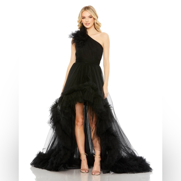 Mac Duggal Dresses & Skirts - Mac Duggal 20412 Ruffled One Shoulder High Low Tulle Gown Size 4 NWT Black